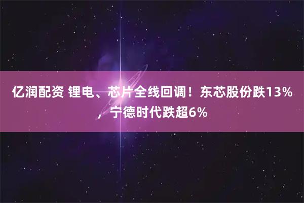 亿润配资 锂电、芯片全线回调！东芯股份跌13%，宁德时代跌超6%